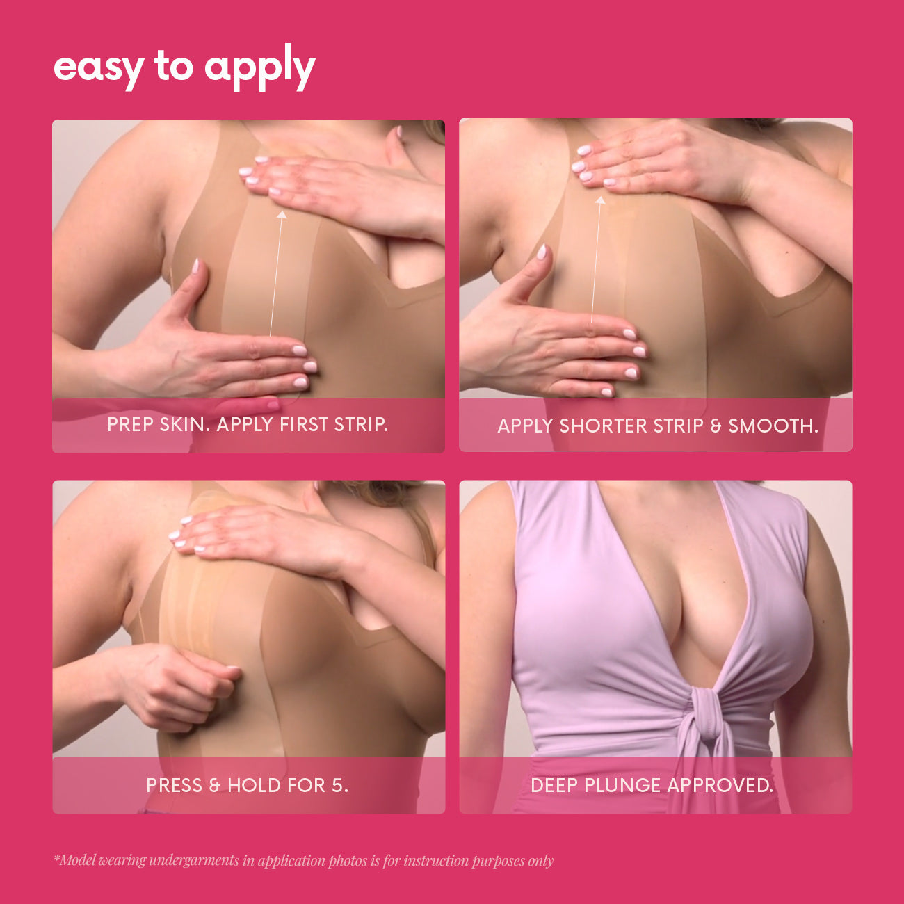 Step-by-step guide on applying CAKES Tape™ with a pink background